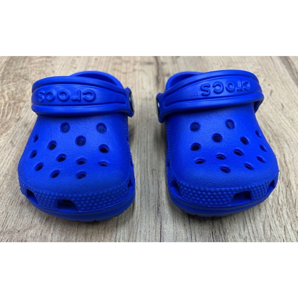 Croc Kids Clogs Slip On Shoes 207011 Adjustable Straps Blue Toddlers Size 2/3 - Picture 6 of 15